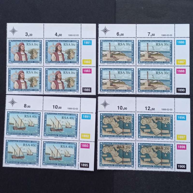 RSA - 1988 500th Anniv of Discovery of Cape - Full Set of Controls - MNH