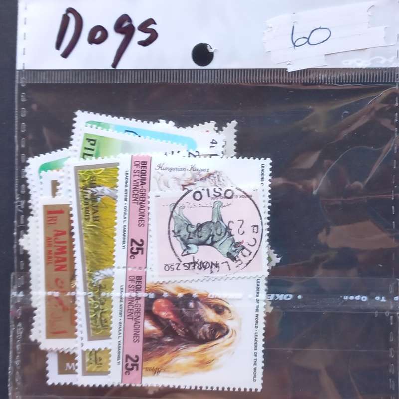Thematics - Dogs - 60 stamps in packet - no obvious duplication