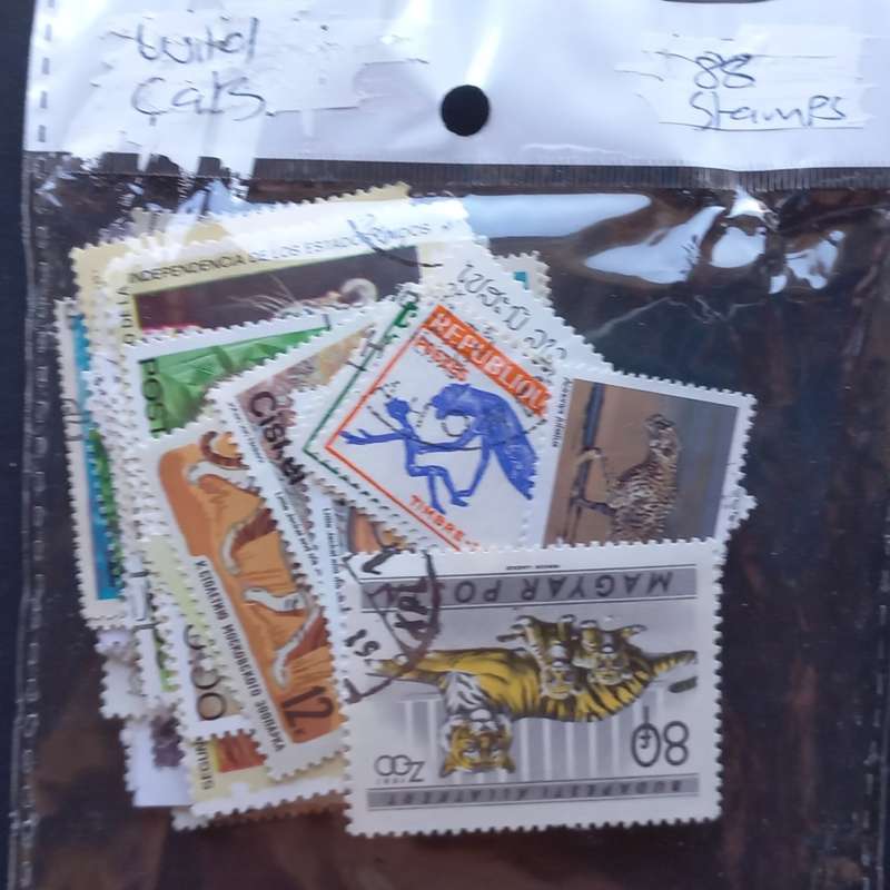 Thematics - Wild Cats - 80 stamps in packet - no obvious duplication