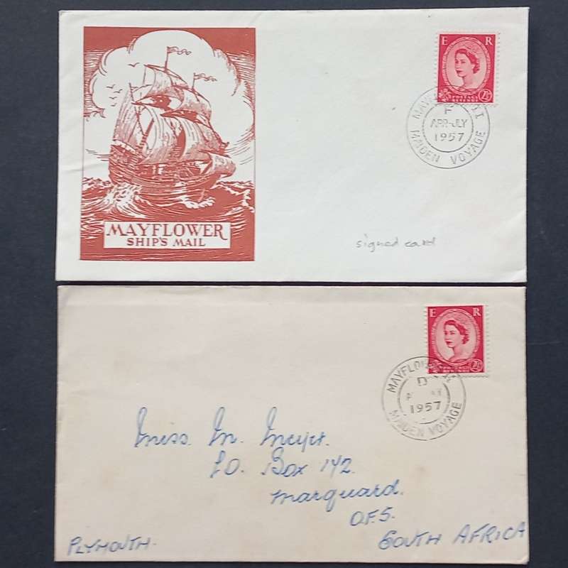 GB QEII - 1957 Mayflower II Maiden Voyage - Private Cover and Comm Cover