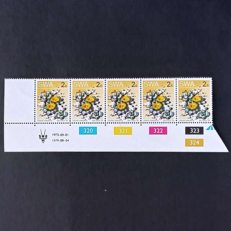 SWA - 1973 2nd Defin Issue `Succulents` - 2c - Control Strip of 5 - MNH
