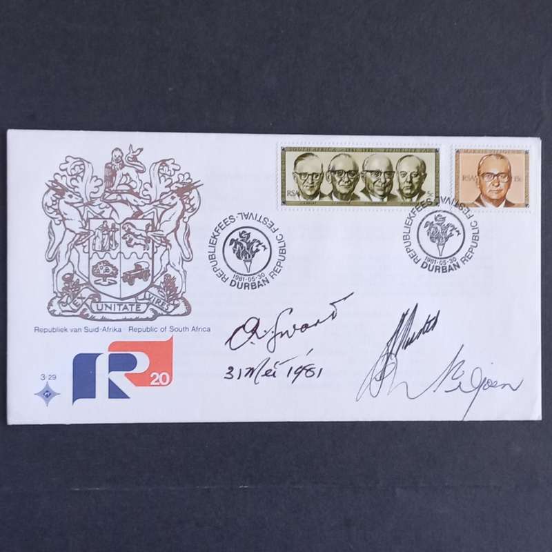 RSA - 1981 Republic Festival - Official FDC # 3.29 Signed by 3 State Presidents