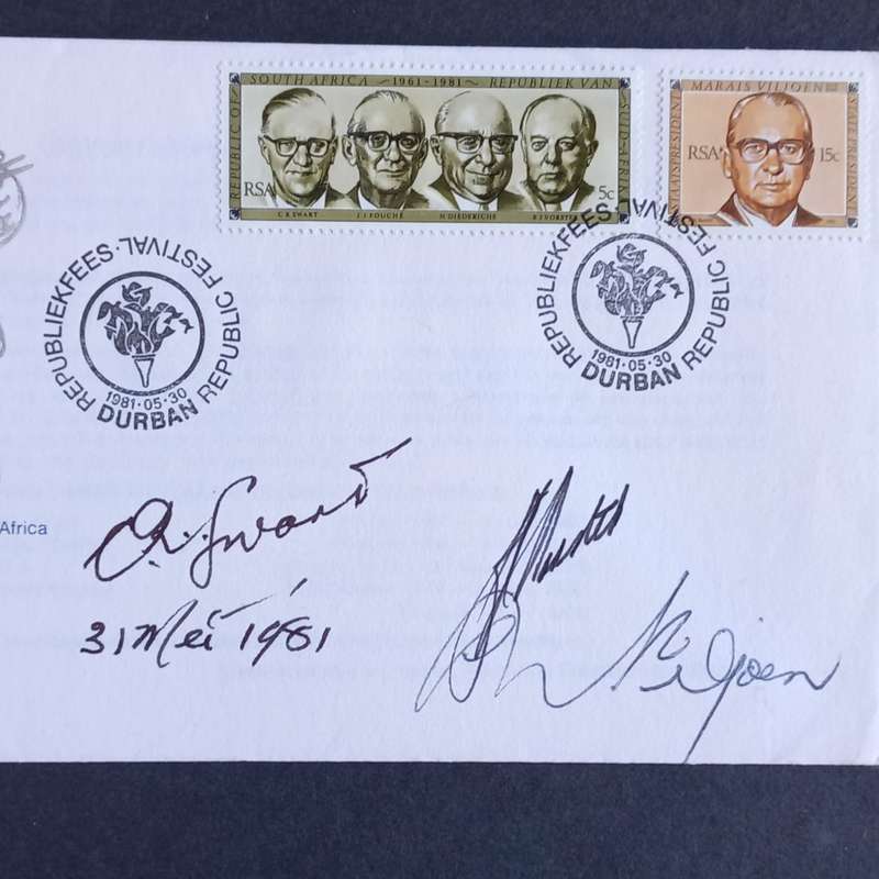 RSA - 1981 Republic Festival - Official FDC # 3.29 Signed by 3 State Presidents