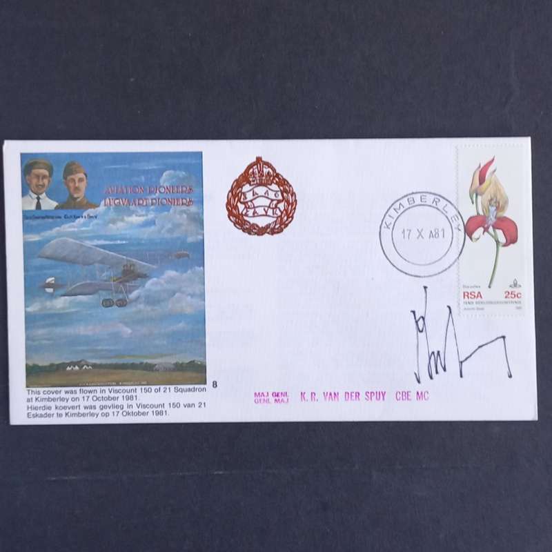 RSA -1981 SAAF Comm Cover #8 Aviation Pioneers - Signed by Major General