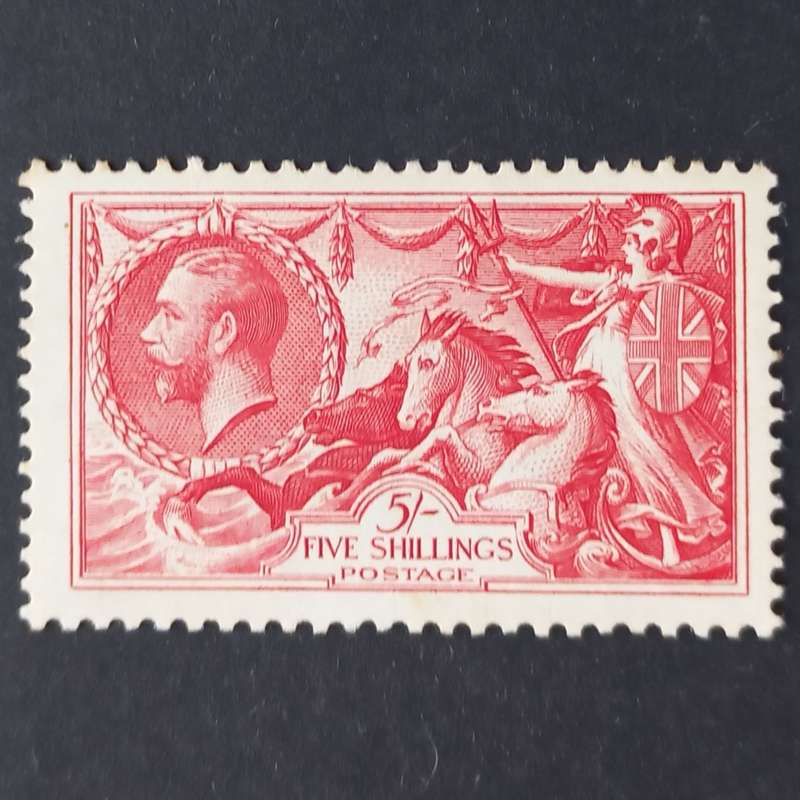 GB KGV - 1934 `Seahorse` (re-engraved) - 5/- Bright Rose-Red - Unused