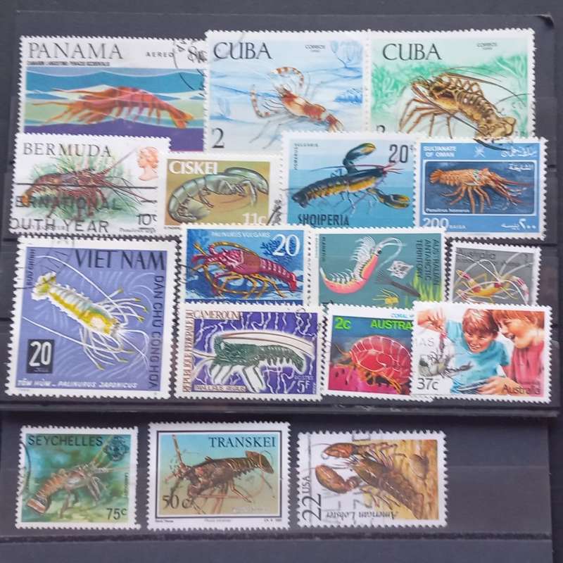 Thematics - Crustaceans - 30 stamps - no duplication