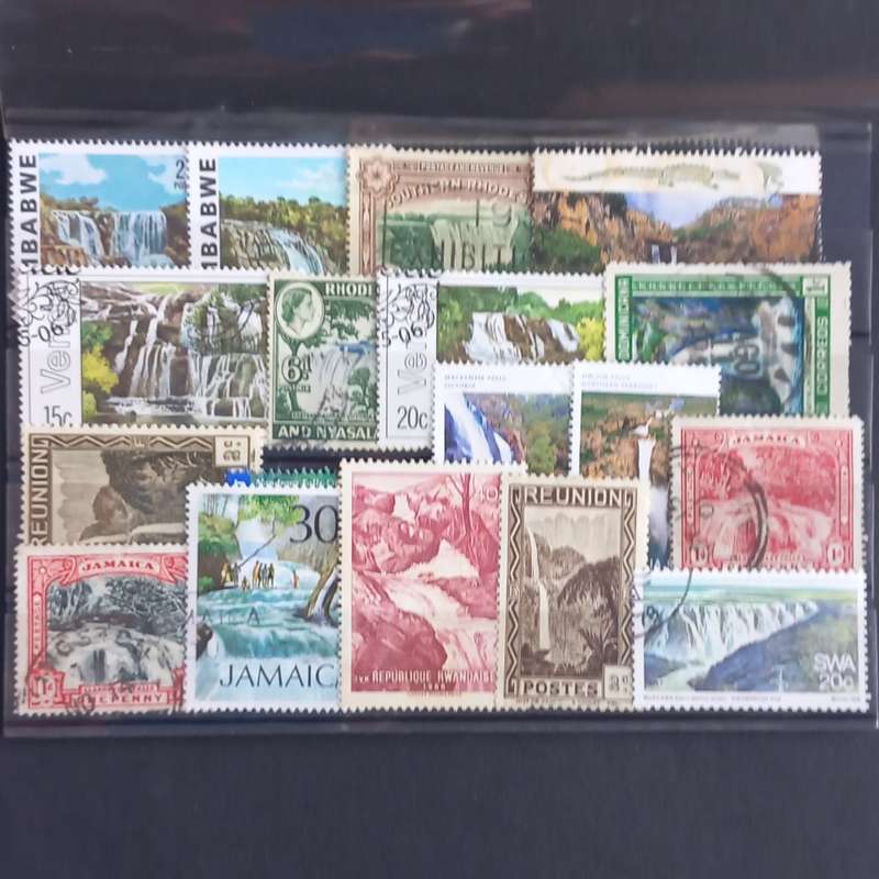 Thematics - Waterfalls - 18 stamps - no duplication