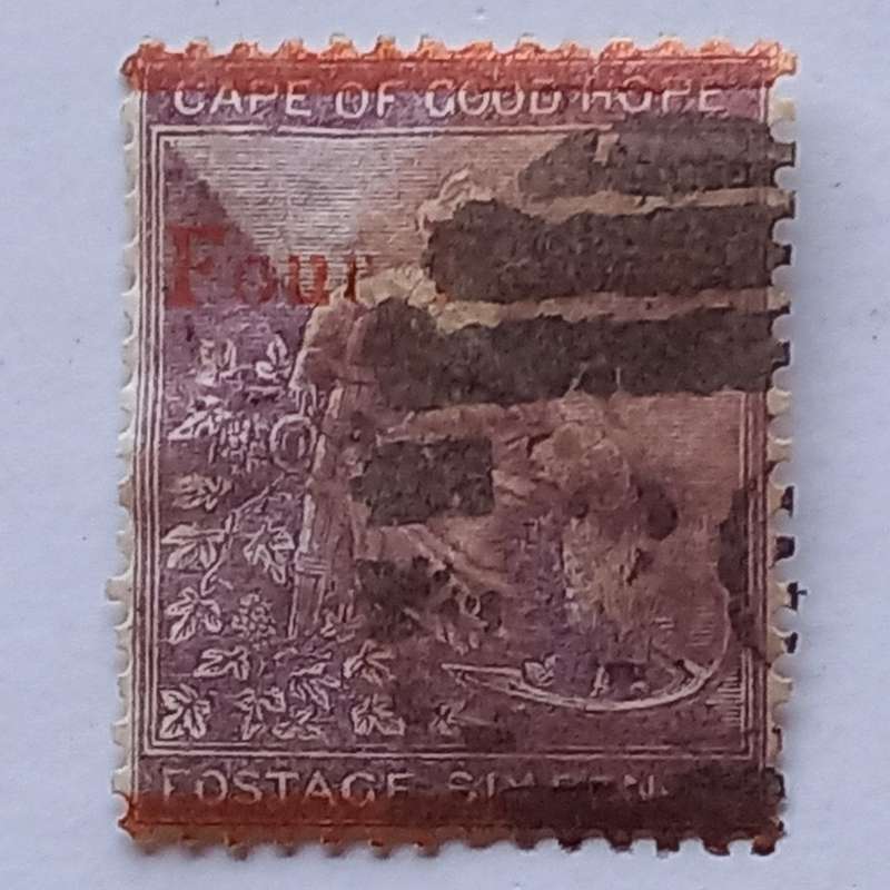 COGH - 1868 6d Lilac optd "Four Pence" (in Red) - Single - Used
