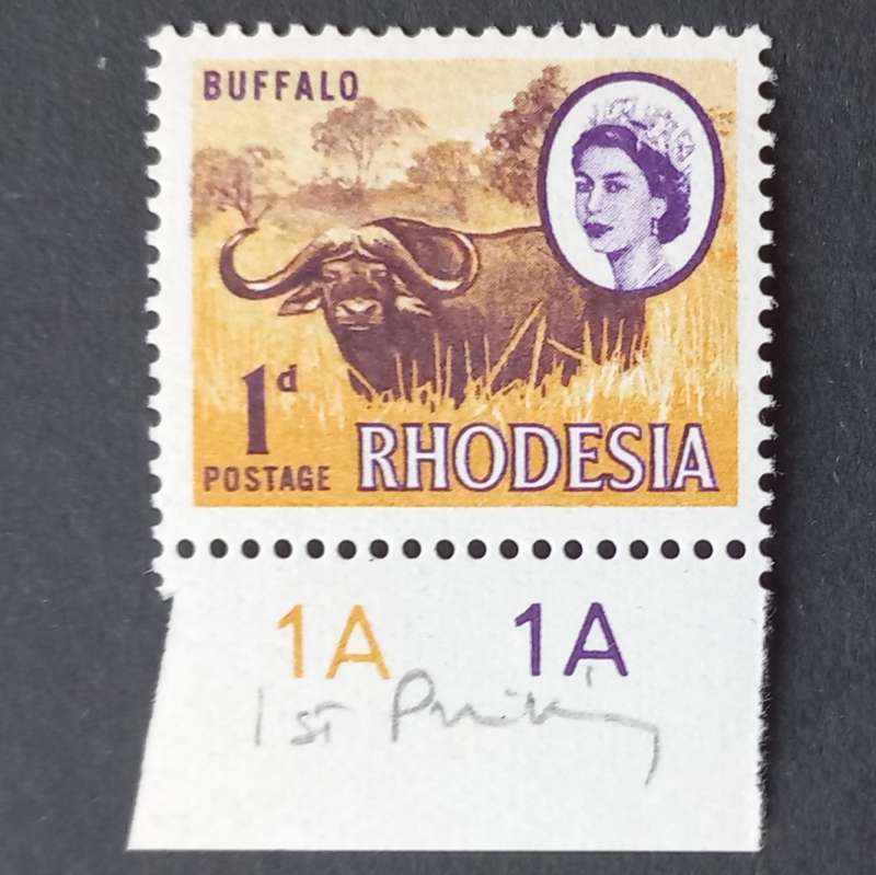 Rhodesia - 1966-70 Defin Issue "1st Printing" - 1d - Single with Control numbers - MNH