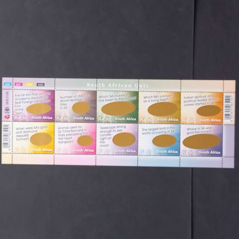 RSA - 2010 South African Quiz - Full Sheetlet of 10 - MNH