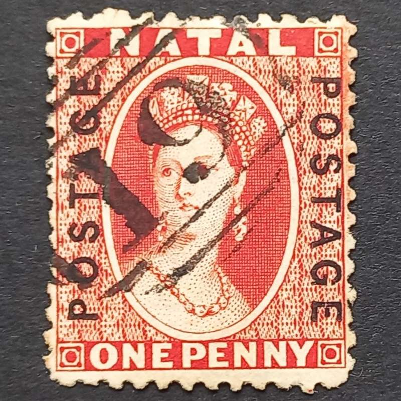 Natal - 1870-73 Queen Victoria optd "POSTAGE" - 1d Bright Red - Single - Used