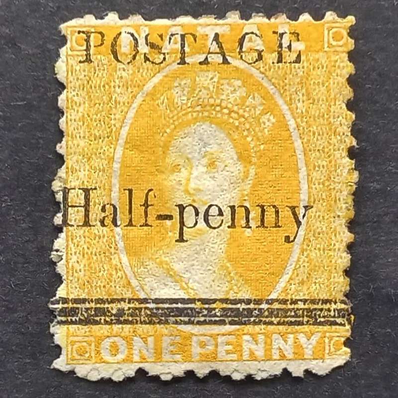 Natal - 1877 Queen Victoria overprinted "POSTAGE" & surcharged - 1/2d on 1d Yellow - Single - Unused