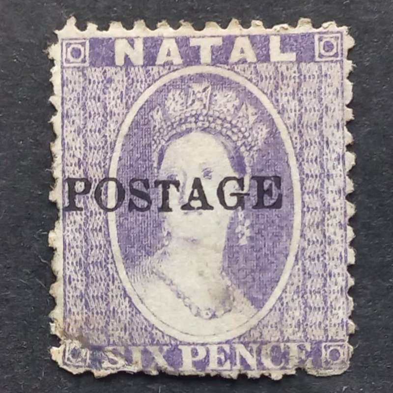 Natal - 1876 Queen Victoria optd "POSTAGE" - 6d Violet - Single - Used