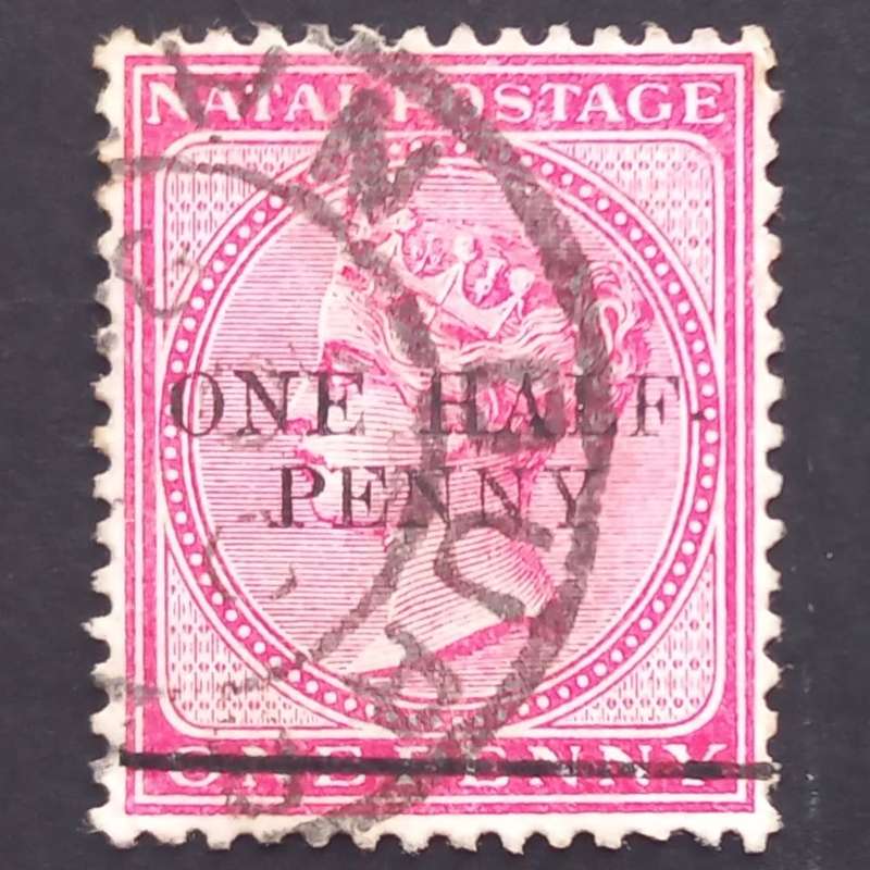 Natal - 1885 QV surcharged - 1/2d on 1d Rose - Single - Used