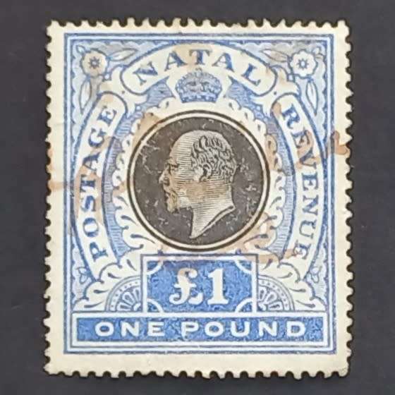 Natal - 1902 Revenue KEVII - £1 Blue & Black - Single - Used