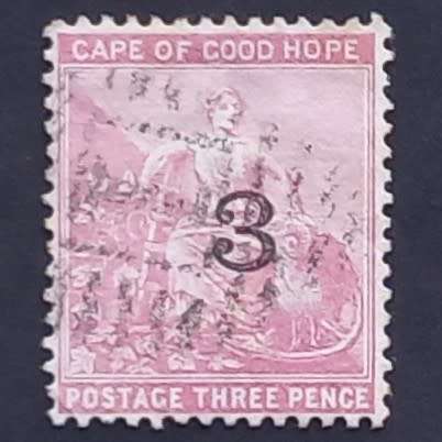 COGH - 1880 Addt value 3d Pale Dull Rose surch "3" - Single - Used