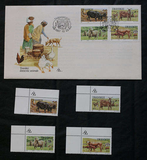TRANSKEI 1987 DOMESTIC ANIMALS - FDC + SET OF 4 MNH