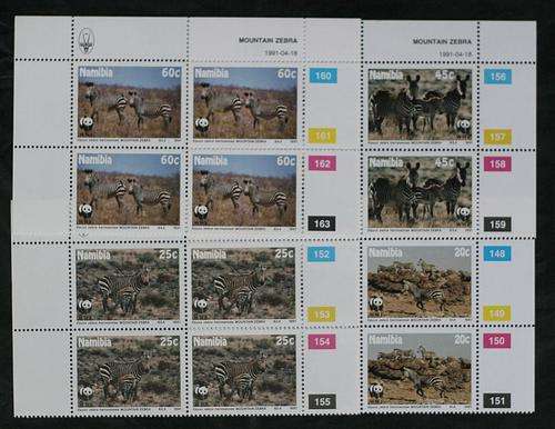 NAMIBIA 1991 MOUNTAIN ZEBRA - FULL SET OF CONTROLS - MNH