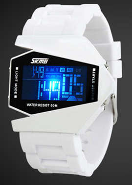 Airplane Aviator LED Sport Watch - White