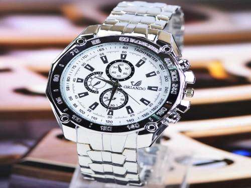 ORLANDO STAINLESS STEEL STRAP MENS HIGH QUALITY CASUAL WRIST WATCH(WITH EXTRAS)