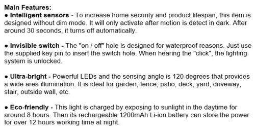 20 LED Solar Power Motion Sensor Outdoor Light