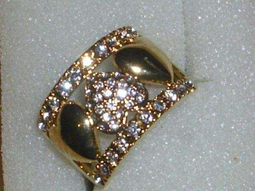DESIGNER GOLD FUSION RING WITH SIMULATED CZ GEMS ADDED SIZE 7 OR 8 OR 9
