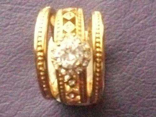 DESIGNER GOLD ELECTROPLATED 3 PIECE RING WITH STUNNING CZ GEMS SIZE 8