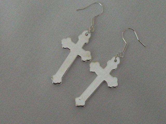 STUNNING CROSS SILVER PLATED EARRINGS
