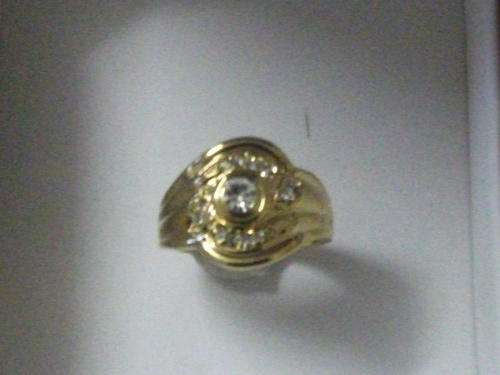 GOLD FUSION DESIGNERS RING WITH SIMULATED HUGE DIAMOND ADDED IN A STUNNING SETTING