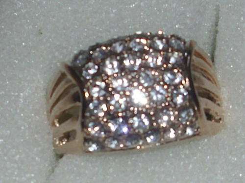 DESIGNER ELECTRO PLATED RING WITH SIMULATED DIAMANTE ADDED IN A STUNNING SETTING SIZE 17