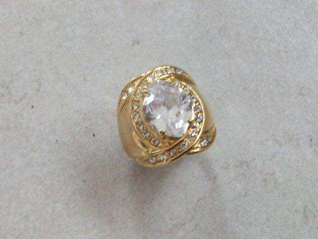 MAD!! MAD OFFER!!! EXTRA LARGE SIMULATED DIAMOND GOLD FUSION RING SIZES 8 & 9
