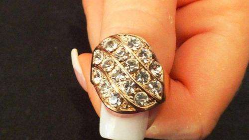 NEW STOCK MAD OFFER!!! GOLD FUSION DESIGNER RING WITH SIMULATED DIAMONDS SIZE 16,20