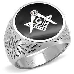 FREEMASON GP RING WITH 316 S STEEL AND STUNNING GENUINE ONYX ADDED IN A STUNNING SETTING SIZE 10