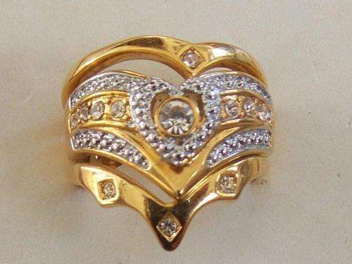 IMPORT GOLD FUSION 3 PIECE LOOKS LIKE 5 PIECE RING SIM DIAMONDS ADDED SIZE 8(SPECIAL SHIPPING)