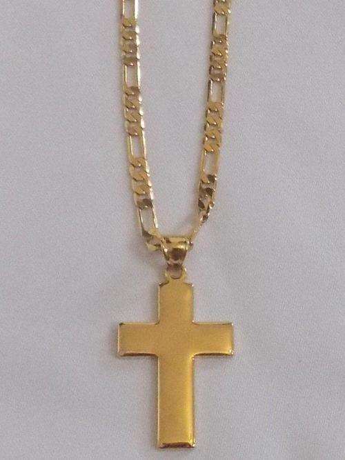 LOW START PRICE!!!UPPERCLASS GOLD FUSION NECKLACE 2MM CHAIN AND CROSS (40X25MM)(FREE IMPORT COSTS)