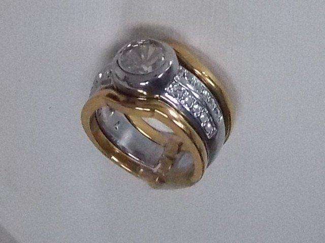 STUNNING GOLD FUSION 2 TONE 3PIECE SIM DIAMOND RING SIZE 7,8,9(Free import costs)