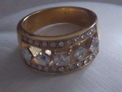 MAD OFFER!IMPORTED DESIGNER GOLD FUSION RING WITH CZ DIAMANTE SIZE 8 Free import cost