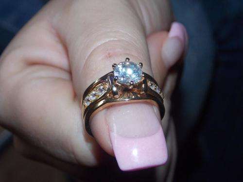 2014 NEW!! GOLD FUSION 3 PIECE RING WITH HUGE SIM DIAMOND SIZES 7,8,9