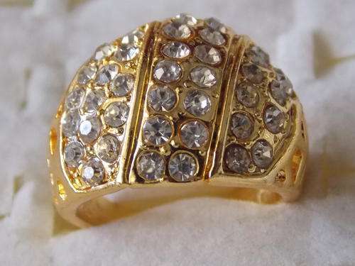 STUNNING ITALIAN DESIGNER GOLD FUSION RING WITH CZ DIAMONDS SIZE 17,18,19 & 21