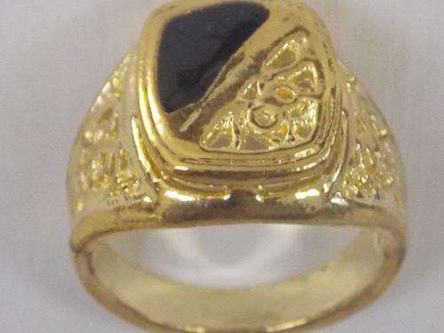 STUNNING MENS IMPORTED GOLD RING WITH SIM DIAMANTE SIZE 18,19,20 & 22