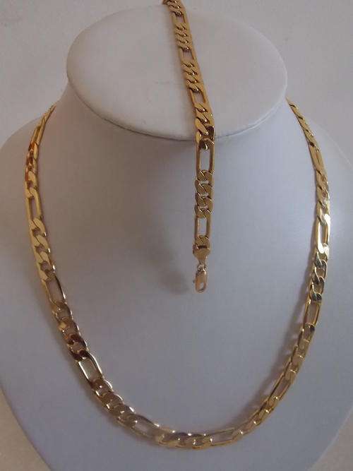 NEW ON BOB!! GOLD FUSION IMPORTED FIGARO CHAIN 9 X 600mm AND BRACELET 8mm