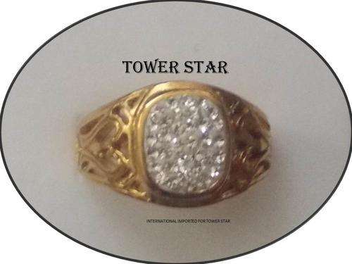 MENS RING GOLD WITH STUNNING SIMULATED DIAMONDS SIZE19
