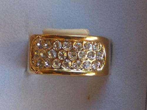 DESIGNER VALENTINES OR HERS  GOLD RING WITH HUGE SWAROVSKI CHARACTERISTICS 17,18,19 Free import