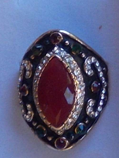NEW! IMPORTED  DESIGNER GOLD EP RING WITH HUGE SWAROVSKI CHARACTERISTICS 7,8,9&10(Free import costs