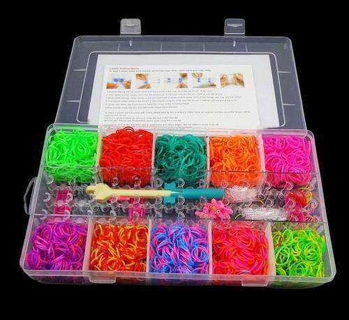 LOOM BANDS - 2000 PIECE KIT - INCLUDES WEAVING FRAME, HOOK TOOL, 6 CHARMS &- S CLIPS