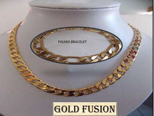 BACK ON POPULAR DEMAND GOLD FUSION IMPORTED 9,5mm X600mm NECKLACE CHAIN AND 7mm FIGARO BRACELET5sets