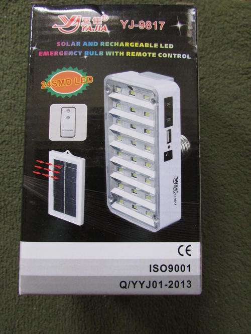 Solar and Rechargeable 24LED Emergency Bulb With Remote Control