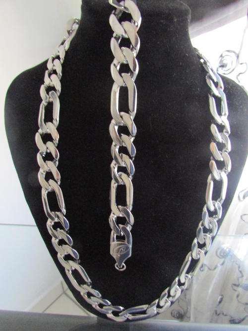 NEW!! 4mm SILVER FILLED NECKLACE AND 6.5mm BRACELET COMBINED