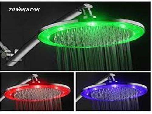 200mm temperature sensitive s/steel round shower head RGB LED LIGHT