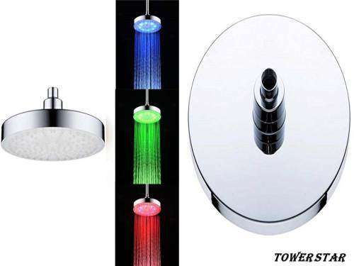 200mm temperature sensitive s/steel round shower head RGB LED LIGHT